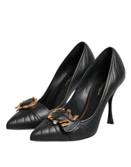 Dolce & Gabbana Black Devotion Leather Heels Pumps Shoes - Heels