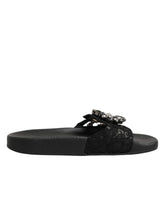 Dolce & Gabbana Black Devotion Matelassé Leather Slides Shoes - EU35/US4.5