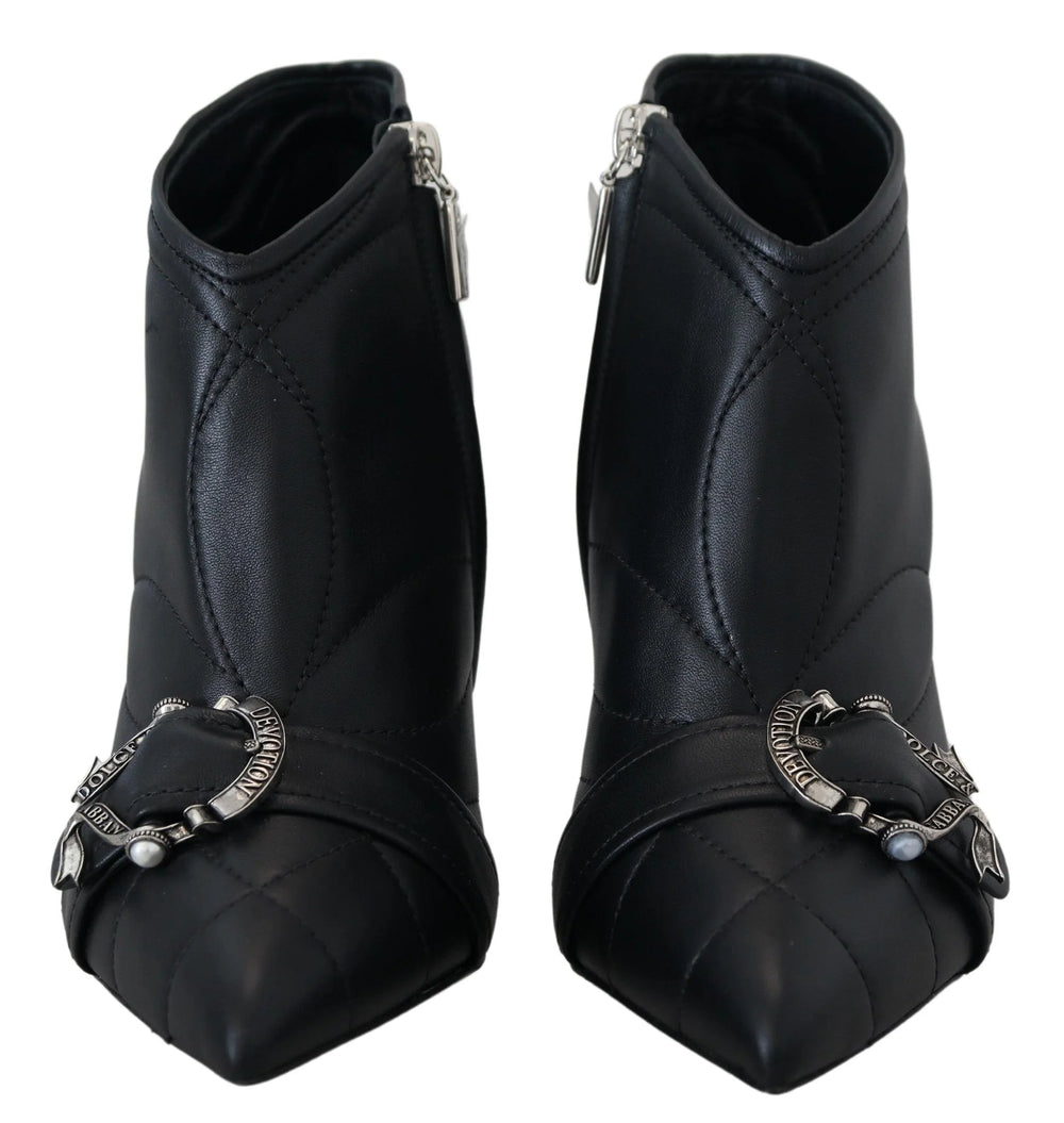 Dolce & Gabbana Black Devotion Quilted Buckled Ankle Boots Shoes - EU39/US8.5