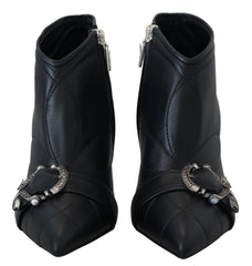 Dolce & Gabbana Black Devotion Quilted Buckled Ankle Boots Shoes - EU39/US8.5