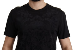 Dolce & Gabbana Black DG Baroque Cotton Crewneck T-shirt - IT52 | XL - T-Shirts
