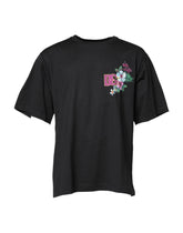 Dolce & Gabbana Black DG Floral Print Crew Neck T-shirt - IT58 | 3XL - T-Shirts