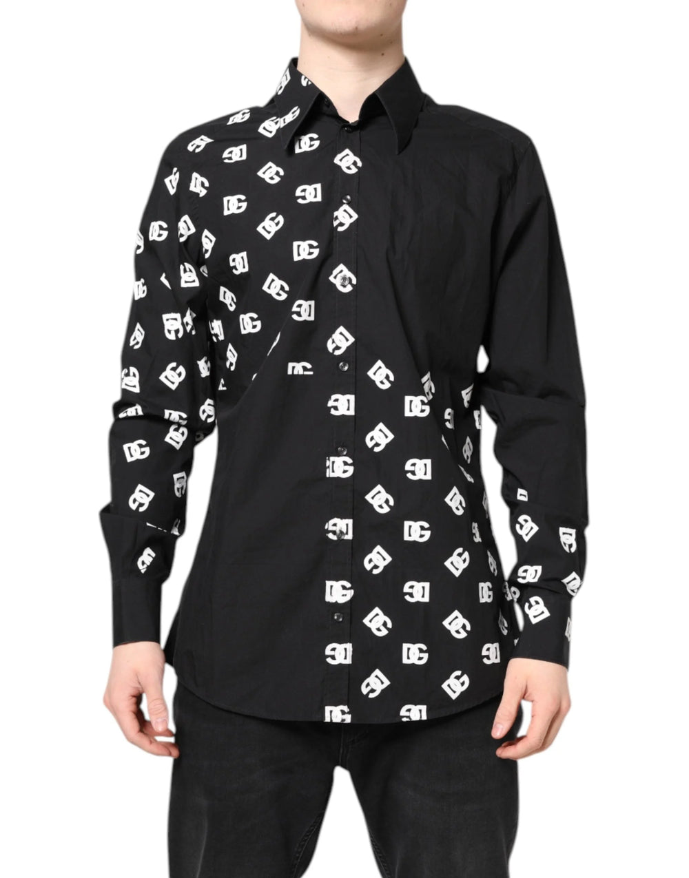 Dolce & Gabbana Black DG Logo Cotton MARTINI Dress Shirt - IT44 | 3XL - Shirts
