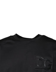 Dolce & Gabbana Black DG Logo Print Cotton Crew Neck T-shirt - IT50 | L - T-Shirts