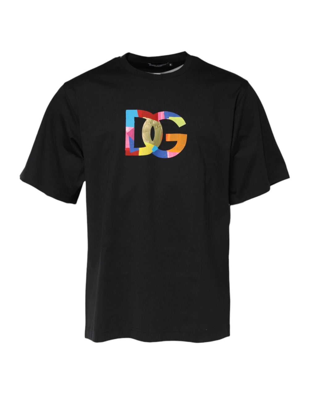 Dolce & Gabbana Black DG Logo Print Cotton Crew Neck T-shirt - IT54 | XL - T-Shirts