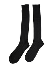 Dolce & Gabbana Black DG Logo Print Over The Calf Socks - M - Crew Socks
