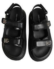 Dolce & Gabbana Black DG Logo Sandals Flats Slippers Shoes - EU43/US10