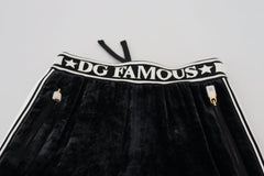 Dolce & Gabbana Black DG Logo Velvet Trouser Pants - Trousers