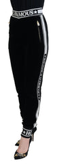 Dolce & Gabbana Black DG Logo Velvet Trouser Pants - Trousers