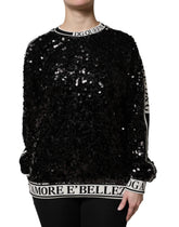 Dolce & Gabbana Black DG Queen Sequin Pullover Sweater - Sweaters