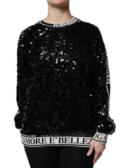 Dolce & Gabbana Black DG Queen Sequin Pullover Sweater - Sweaters