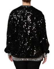 Dolce & Gabbana Black DG Queen Sequin Pullover Sweater - Sweaters