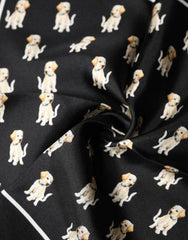 Dolce & Gabbana Black Dog Print Square Handkerchief Scarf
