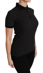 Dolce & Gabbana Black Dotted Collared Polo Shirt Cotton Top - Polos