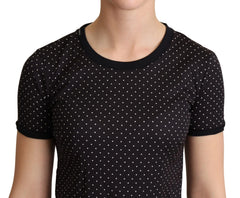 Dolce & Gabbana Black Dotted Crewneck Cotton T-shirt - IT38|XS - T-Shirts