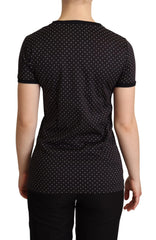 Dolce & Gabbana Black Dotted Crewneck Cotton T-shirt - IT38|XS - T-Shirts