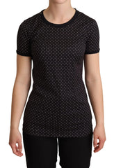 Dolce & Gabbana Black Dotted Crewneck Cotton T-shirt - IT38|XS - T-Shirts