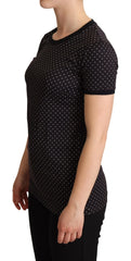 Dolce & Gabbana Black Dotted Crewneck Cotton T-shirt - IT38|XS - T-Shirts