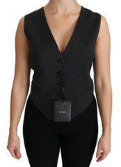 Dolce & Gabbana Black Dotted Waistcoat Vest Blouse Top - IT42|M - Tank Tops