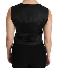 Dolce & Gabbana Black Dotted Waistcoat Vest Blouse Top - IT42|M - Tank Tops