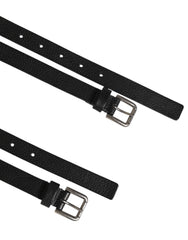 Dolce & Gabbana Black Double Strap Leather Gold Buckle Belt - 90 cm / 36 Inches - Belts