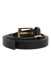 Dolce & Gabbana Black Double Strap Leather Gold Buckle Belt - Belts