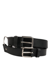 Dolce & Gabbana Black Double Strap Leather Silver Buckle Belt - 140 cm / 56 inch