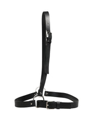 Cinturón de cuero con doble correa negra de Dolce & Gabbana con hebilla plateada - 140 cm / 56 pulgadas