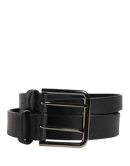 Dolce & Gabbana Black Double Strap Leather Silver Buckle Belt - 90 cm / 36 Inches