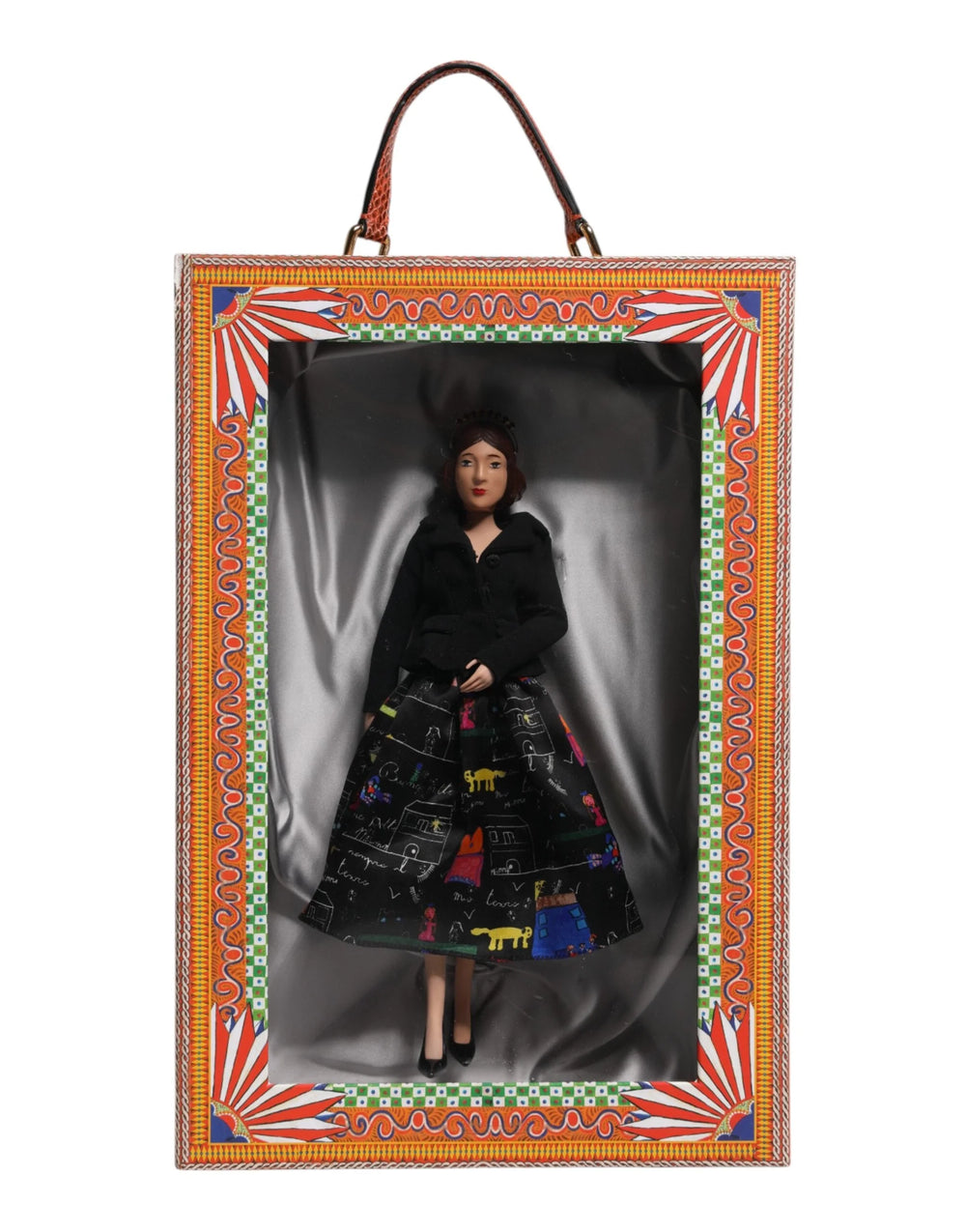 Dolce & Gabbana Black Dress Ceramic Porcelain Fashion Leather Sicily Dolls - Baguette Handbags