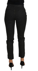 Dolce & Gabbana Black Dress Polka Dot Cropped Straight Pants - IT38|XS - Trousers