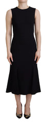 Dolce & Gabbana Black Dress Sheath Flare Viscose Dress - Dresses