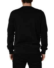 Dolce & Gabbana Black Embellished Cotton Sweatshirt Sweater
