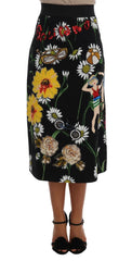 Dolce & Gabbana Black Embellished Daisy Brocade Skirt - Skirts