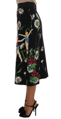 Dolce & Gabbana Black Embellished Daisy Brocade Skirt - Skirts