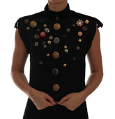 Dolce & Gabbana Black Embellished Floral Military Jacket Vest - IT40|S - Vests