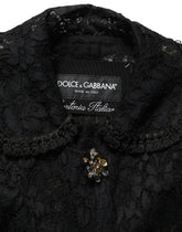 Dolce & Gabbana Black Embellished Guipure Lace Coat Jacket - IT40|S