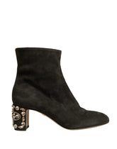 Dolce & Gabbana Black Embellished Heel Ankle Boots Shoes - EU39/US8.5 - Boots