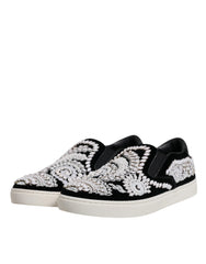 Dolce & Gabbana Black Embellished London Men Slip On Shoes - EU41.5/US8.5 - Sneakers