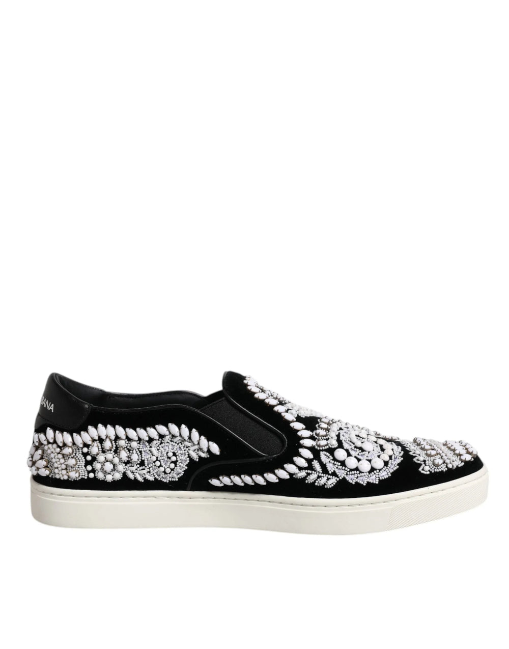 Dolce & Gabbana Black Embellished London Men Slip On Shoes - EU41/US8 - Sneakers
