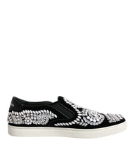 Dolce & Gabbana Black Embellished London Men Slip On Shoes - EU41/US8 - Sneakers