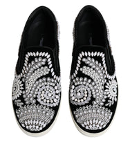 Dolce & Gabbana Black Embellished London Men Slip On Shoes - EU41/US8 - Sneakers