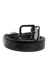 Dolce & Gabbana Black Embellished Metal Logo Buckle Belt - 90 cm / 36 Inches - Belts