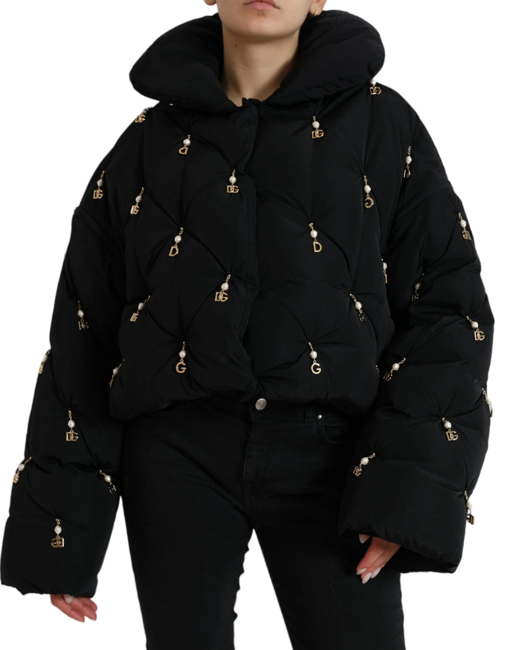 Dolce & Gabbana Black Embellished Quilted Shell Bomber Jacket - IT42|M - Puffer Jackets