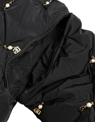Dolce & Gabbana Black Embellished Quilted Shell Bomber Jacket - IT42|M - Puffer Jackets