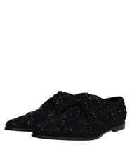 Dolce & Gabbana Black Embellished Suede Derby Formal Shoes - EU45/US12 - Shoes