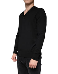 Dolce & Gabbana Black Embellished V-neck Pullover Sweater - IT42 | XS - Sweaters