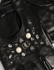 Dolce & Gabbana fekete, díszített kesztyű, mandzsettával – Női – 9 | M
