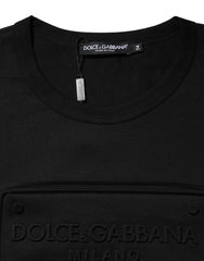 Dolce & Gabbana Black Embossed Logo Cotton Crew Neck T-shirt - IT52 | L