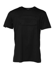Dolce & Gabbana Black Embossed Logo Cotton Crew Neck T-shirt - IT52 | L